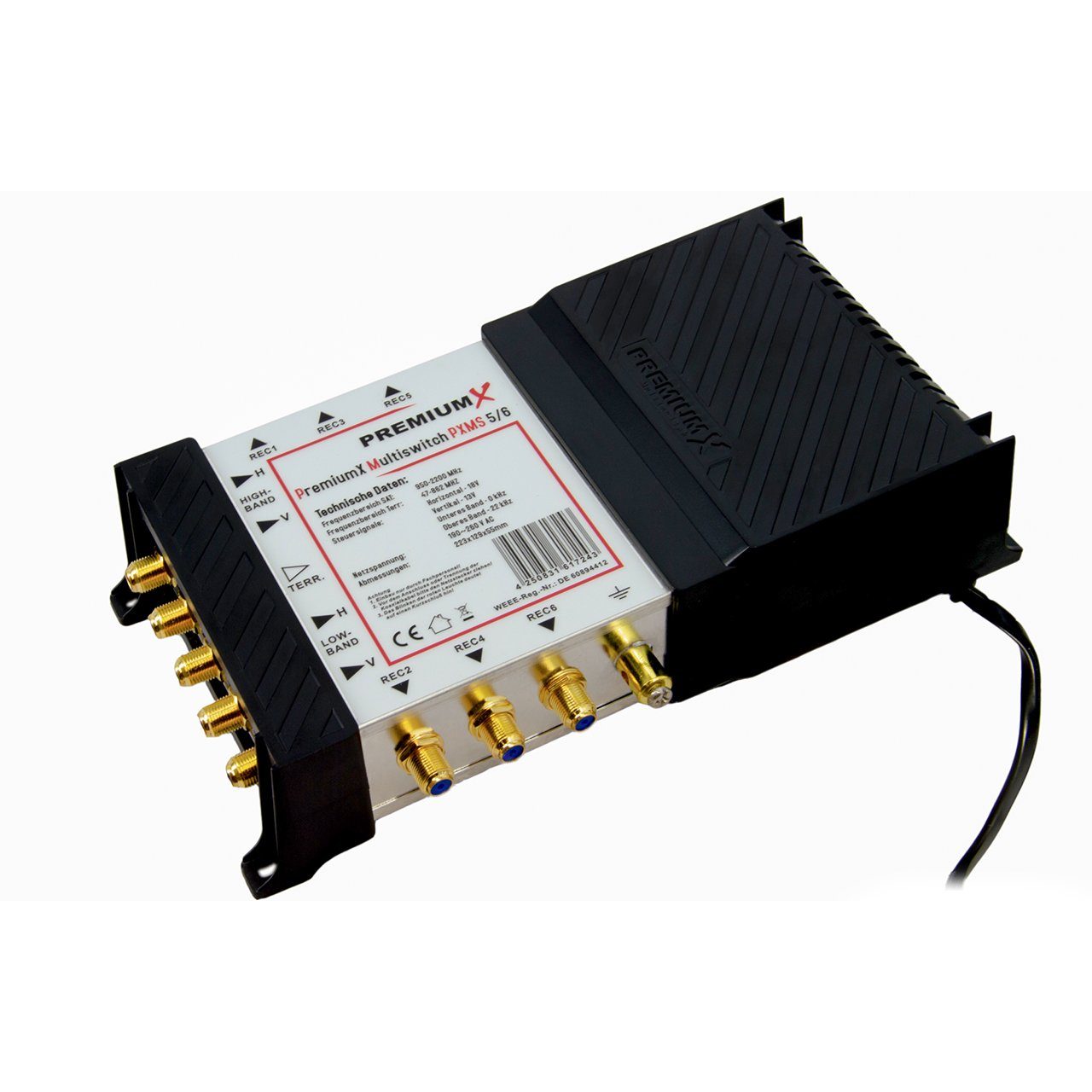 PremiumX SAT-Multischalter PXMS 5/6 Multischalter mit Netzteil Multiswitch 1 SAT für 6 Teilnehmer