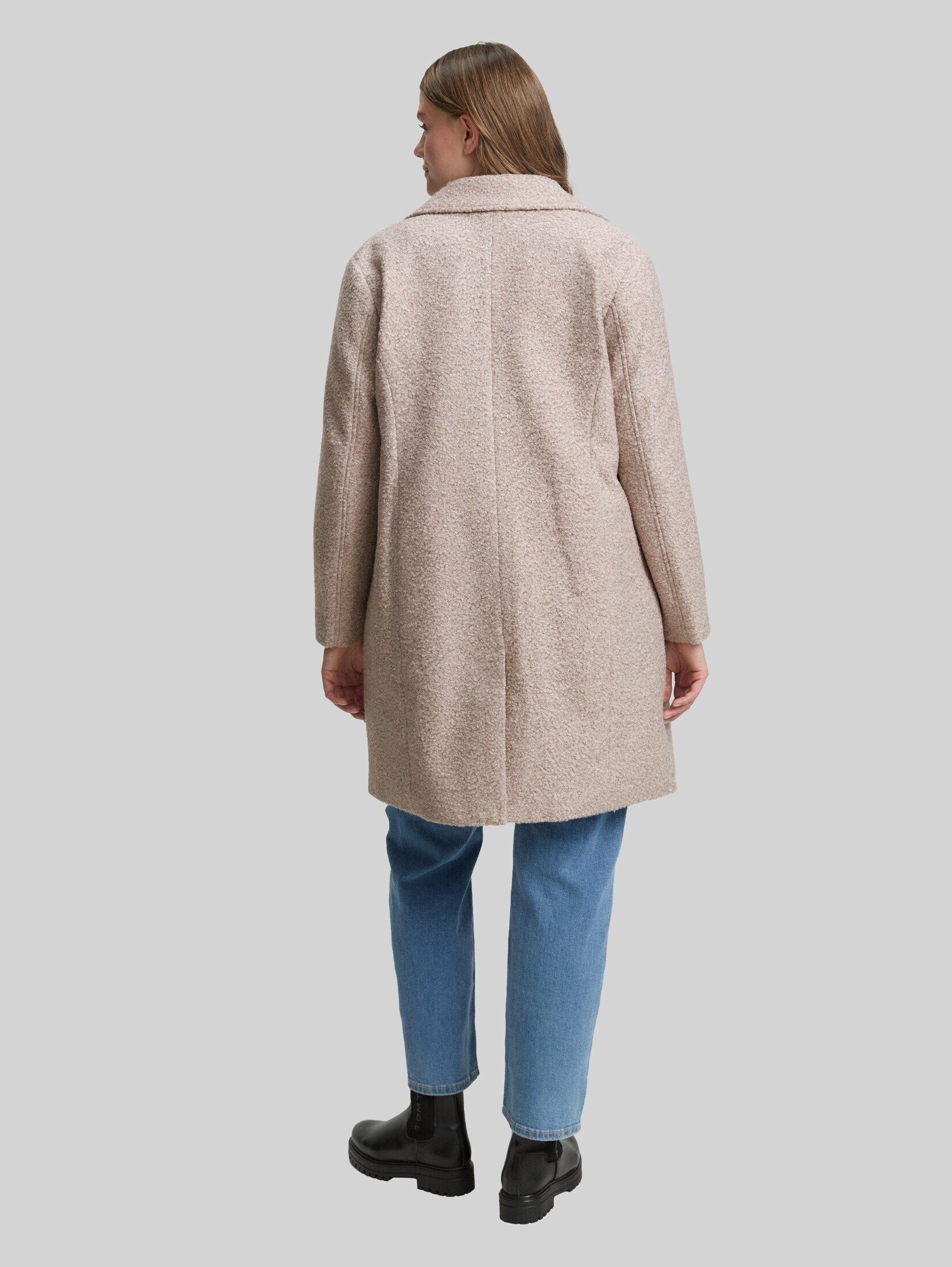 TOM TAILOR PLUS Kurzmantel Jacken Plus Size - Bouclé Mantel mit Reverskragen