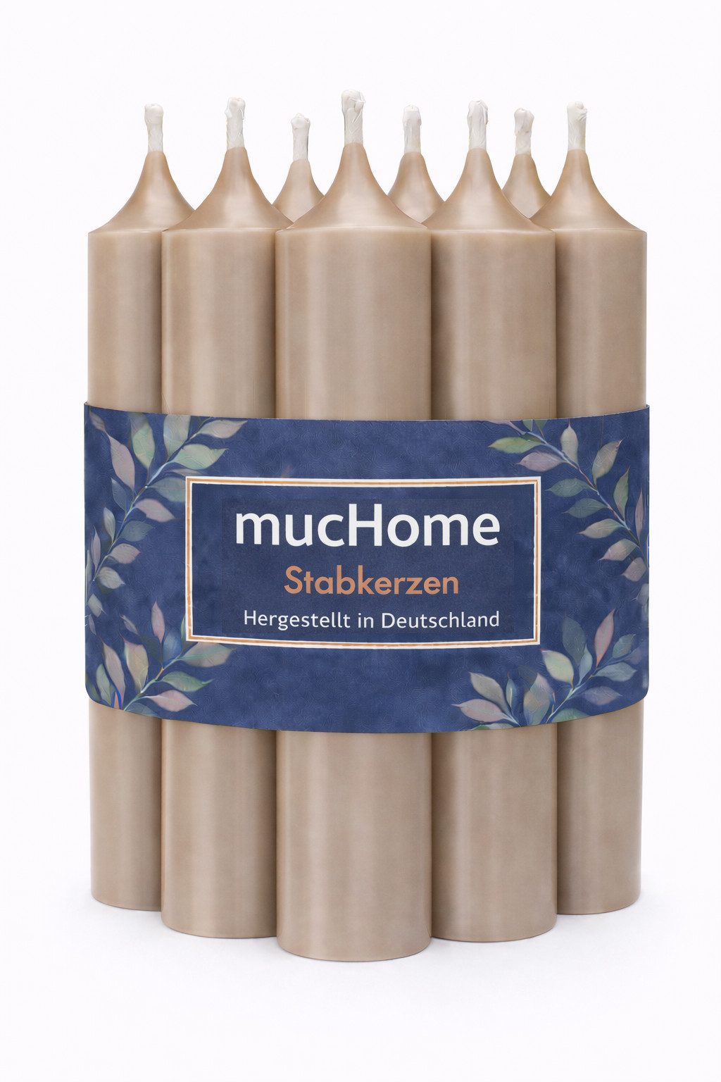 mucHome Stumpenkerze Stabkerzen 8er Set Made in Germany Ø 2,2 x 11 cm durchgefärbte