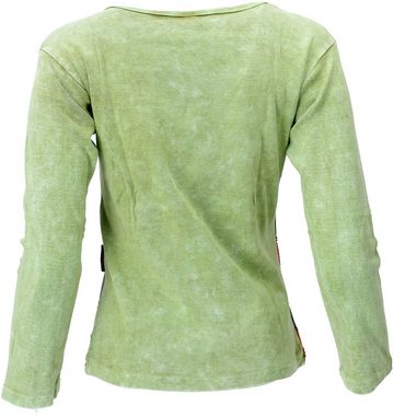 Guru-Shop Longsleeve Langarmshirt Regenbogen grün - Modell 5 alternative Bekleidung