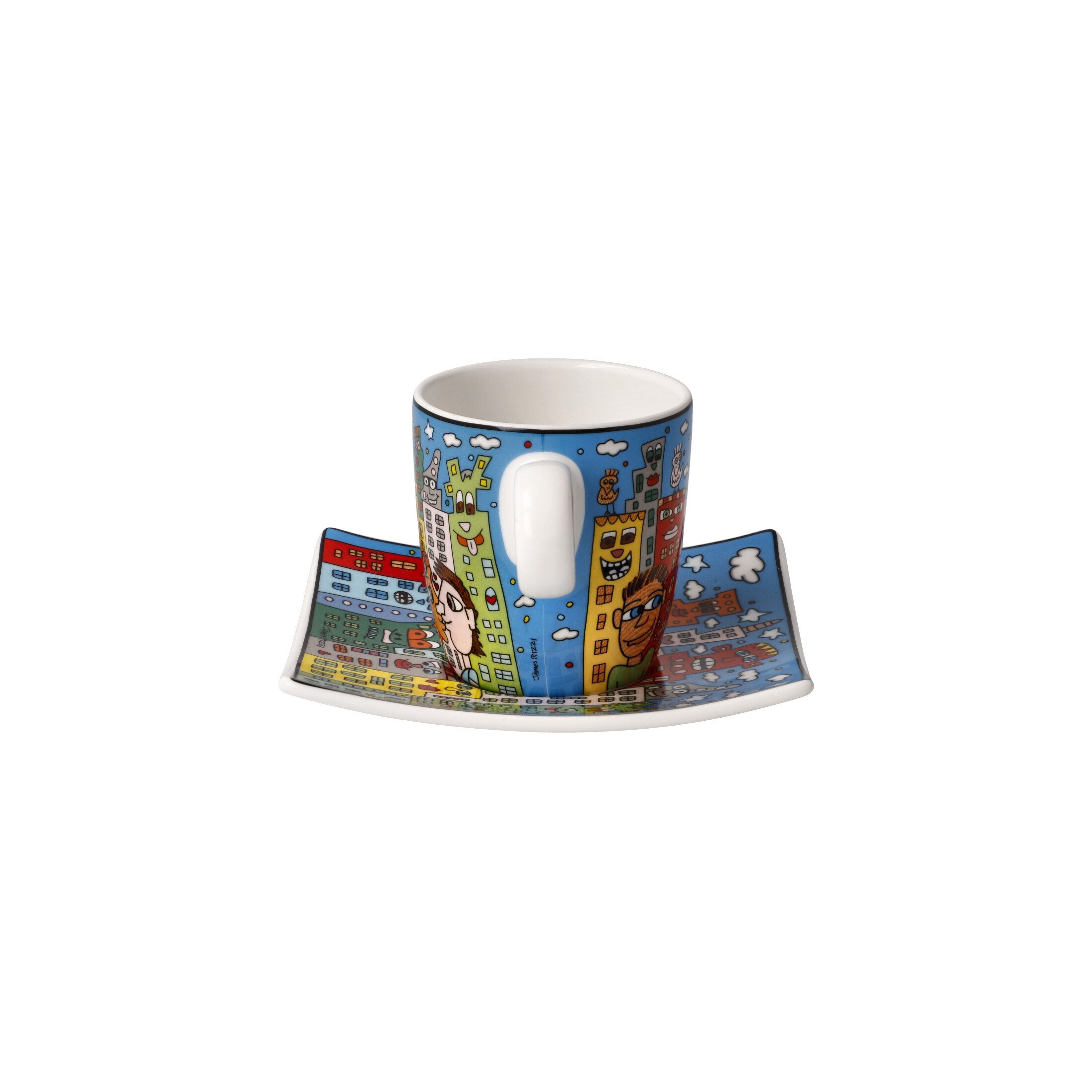Goebel Espressotasse James Rizzi, Porzellan, Spülmaschinengeeignet, Mehrfarbig, Summer in the City, H: 6.5cm