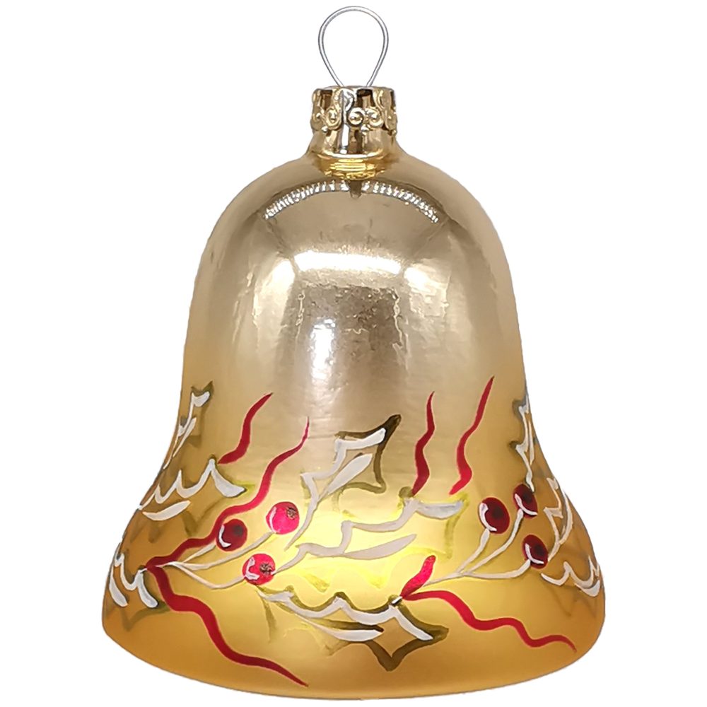 Thüringer Glasdesign Christbaumschmuck Ilex Glocke 7cm (1-tlg), mundgeblasen, handbemalt