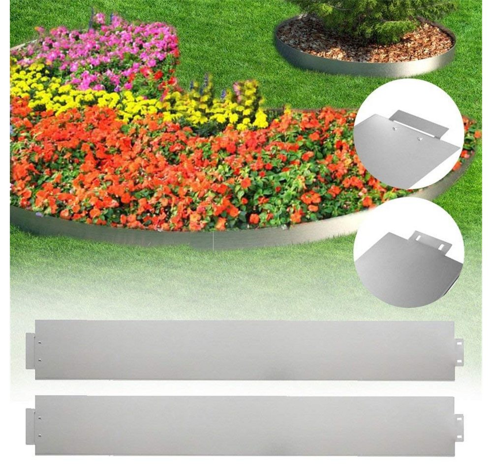 FIVMEN Rasenkante Metall Beetumrandung Verzinkt Beetbegrenzung Rasenbleche, 5Pcs, 100x15cm /100x18cm per Stück, Flexible Mähkante Palisade Schwarz/Silber/Rost
