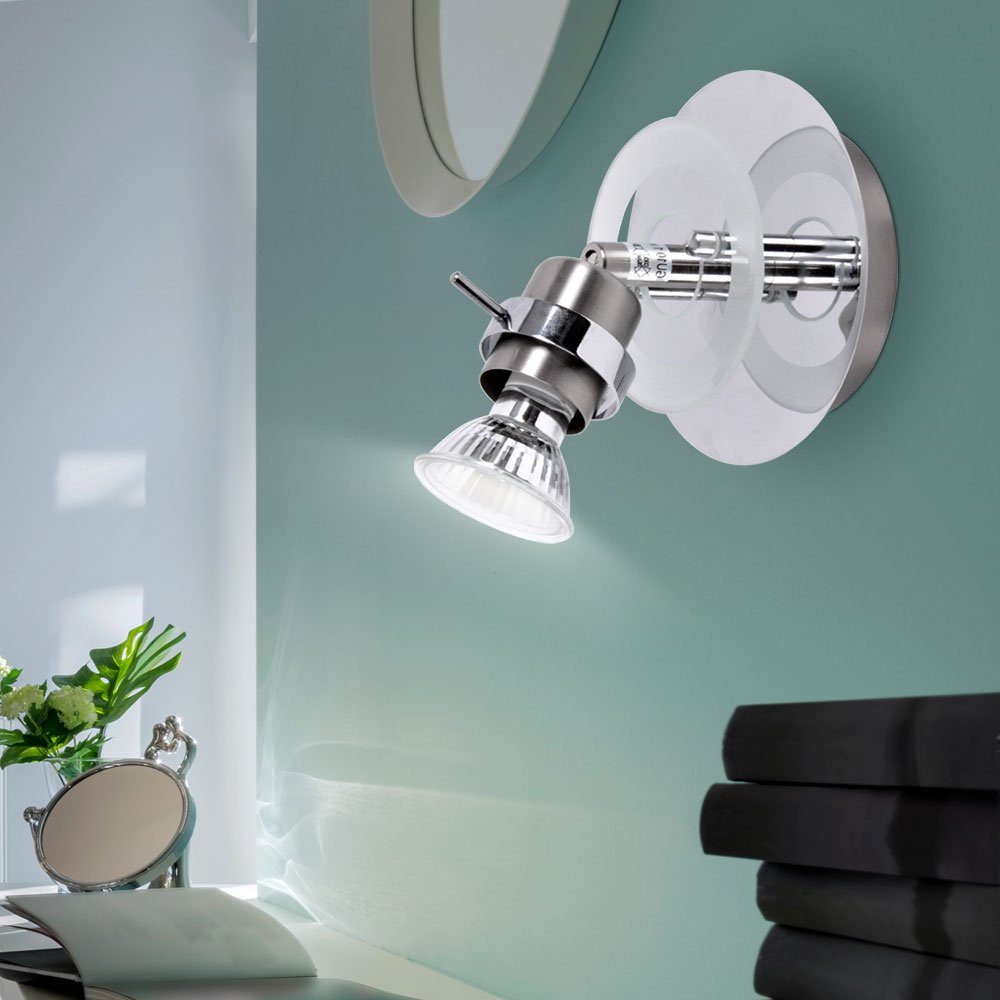 etc-shop LED Wandleuchte, Leuchtmittel inklusive, Warmweiß, Wandlampe Wandleuchte Glas chrom Wohnzimmerleuchte