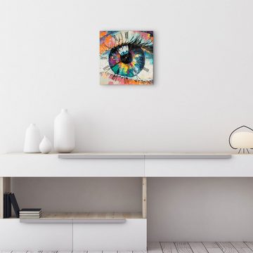 DEQORI Wanduhr 'Auge in bunten Ölfarben' (Glas Glasuhr modern Wand Uhr Design Küchenuhr)