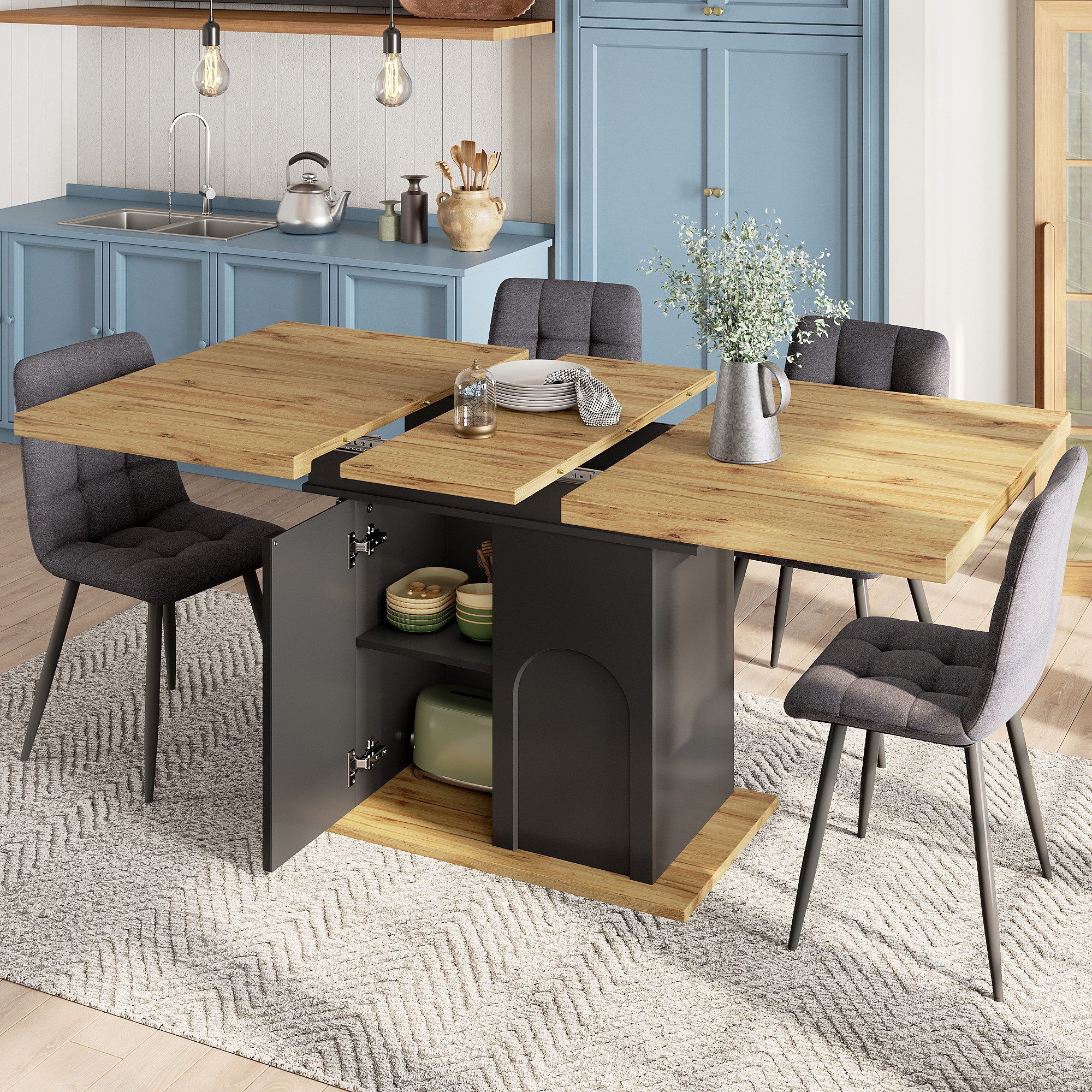 MODFU Esstisch Multifunktionaler Ausziehtisch (Klappbarer Esstisch für 4-6 günstig online kaufen