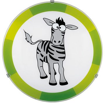 etc-shop Dekolicht, Leuchtmittel inklusive, Warmweiß, Farbwechsel, Wand Leuchte Kinder Spiel Zimmer Zebra Motiv Glas Lampe