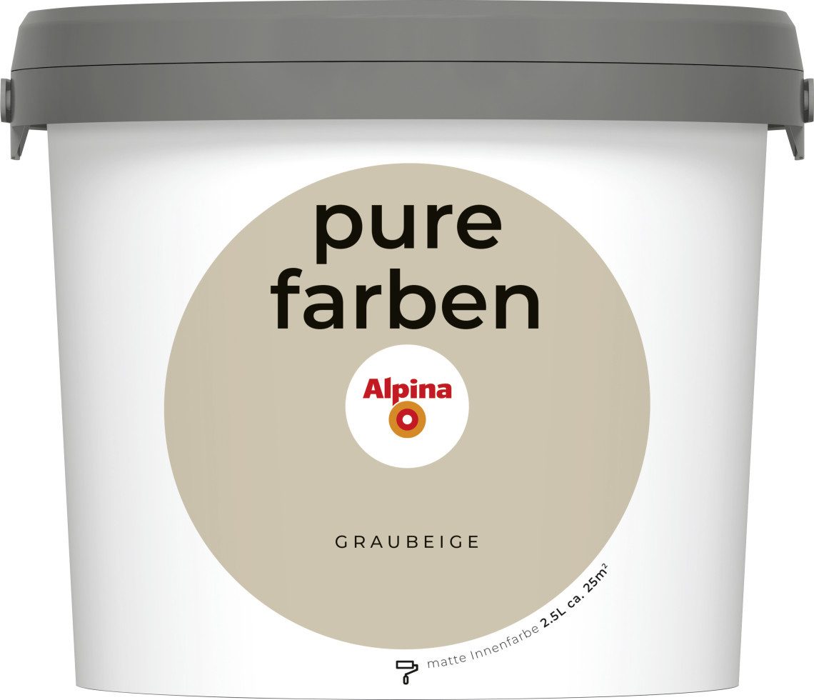 Alpina Wandfarbe Alpina Pure Farben Wandfarbe graubeige 2,5 L
