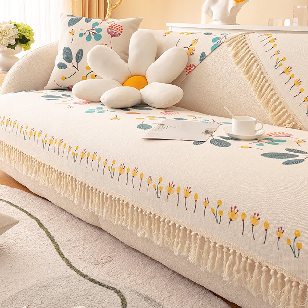 Baumwolle Luxusstil Rutschfester Sofabezug im Einfaches L.Ru UG Sofakissen Sesselschoner