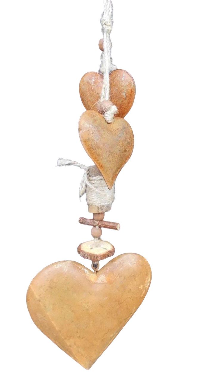Dekohänger Bezaubernd schöne Girlande mit Herzen Eisen Holz Rost fengshui 49 cm