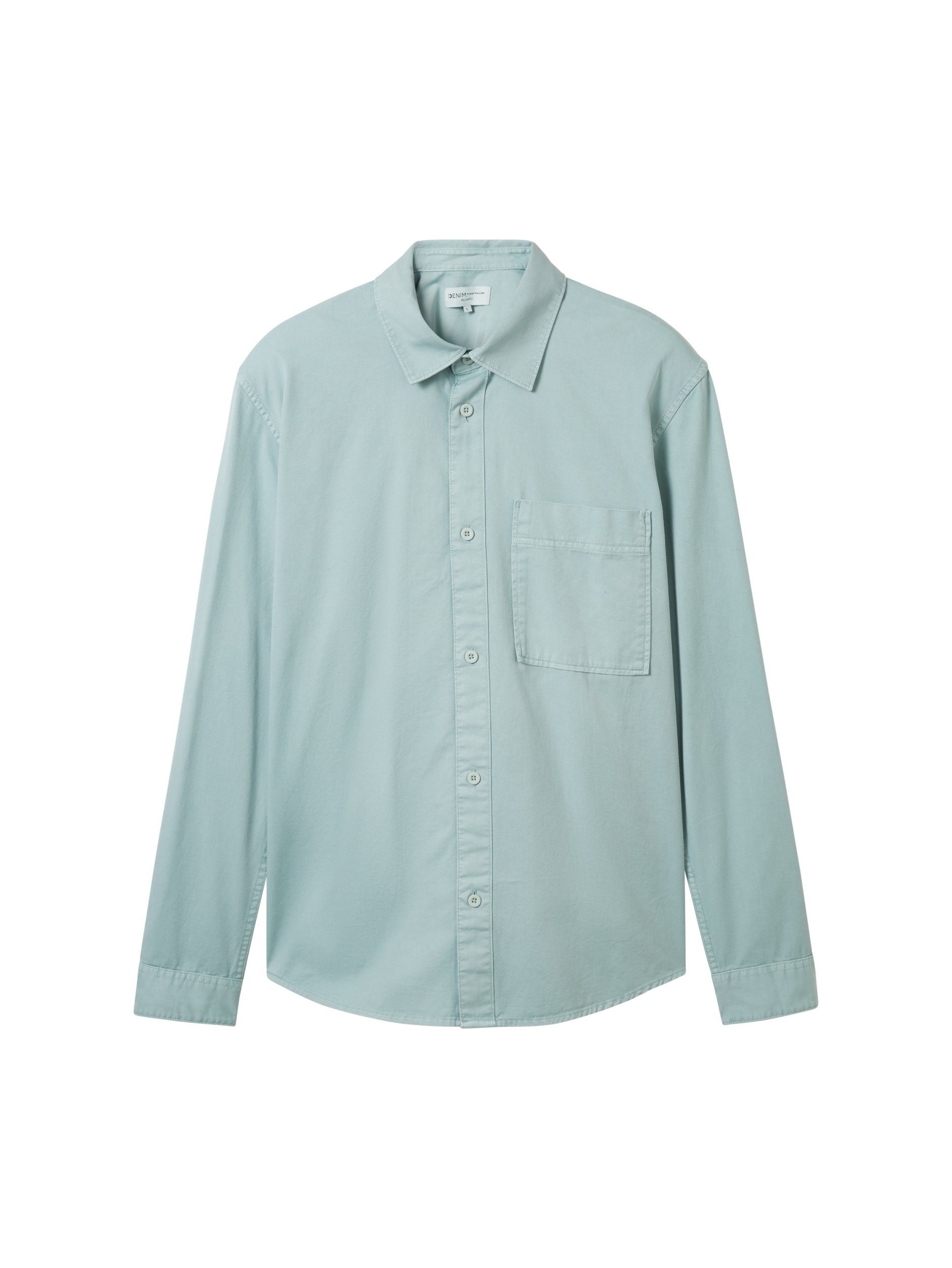 relaxed Langarmhemd TOM TAILOR shirt Denim garment-dye