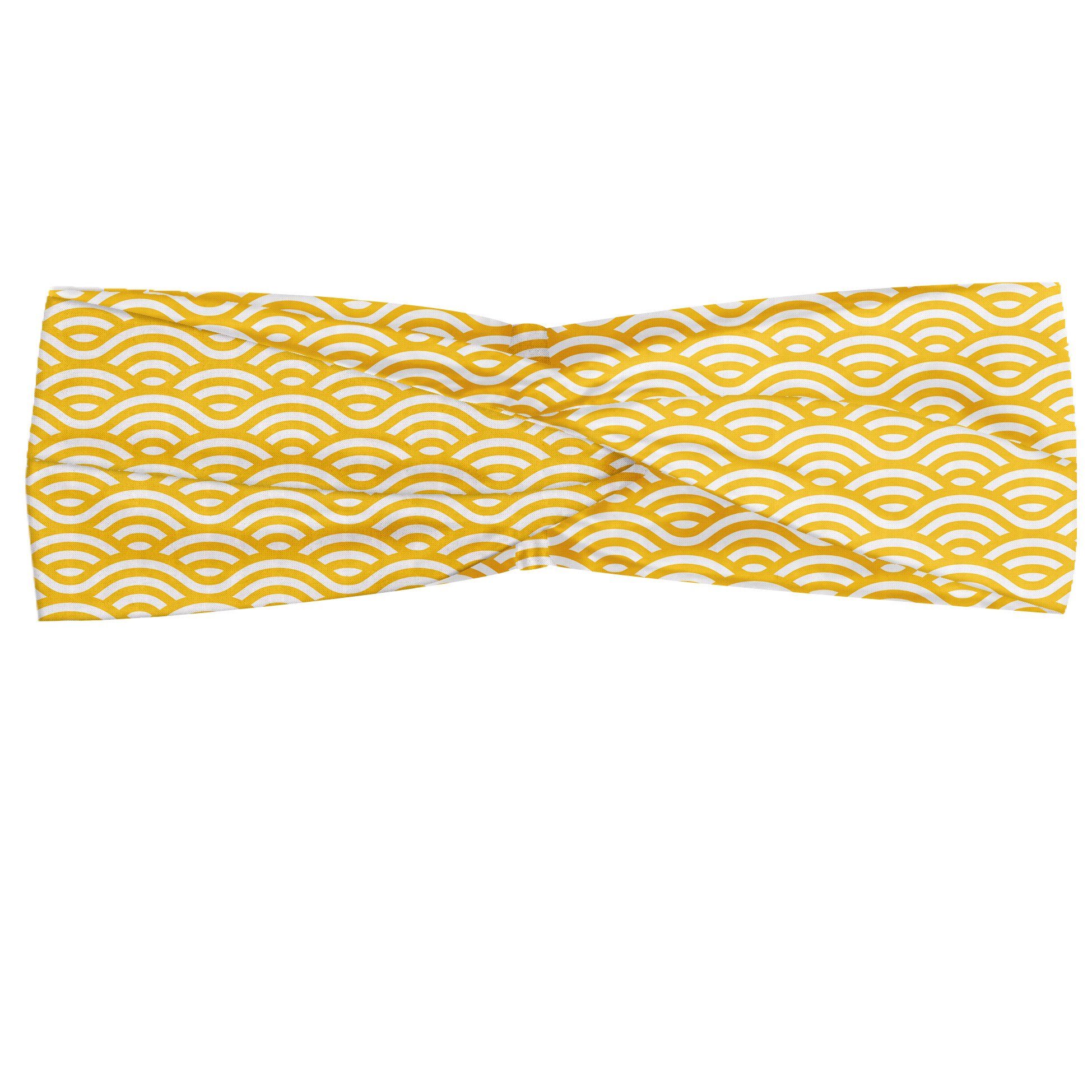 Abakuhaus Stirnband Elastisch und Angenehme alltags accessories Gelb und Weiß Ozean Wellen