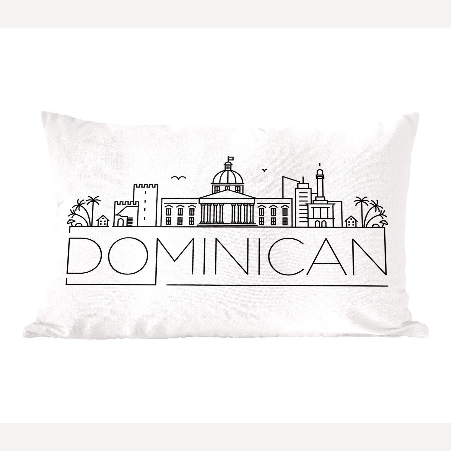 MuchoWow Dekokissen Skyline "Dominikanische Republik" auf weißem Hintergrund, Wohzimmer Dekoration, Zierkissen, Dekokissen mit Füllung, Schlafzimmer