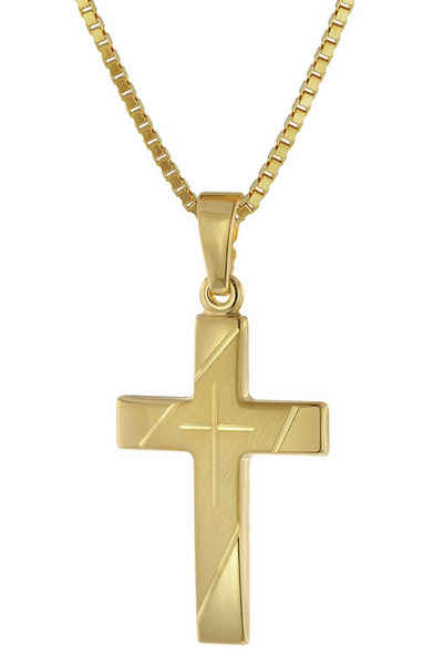 trendor Kette mit Anhänger »Kreuz Anhänger Gold 333 mit goldplattierter Silberkette«