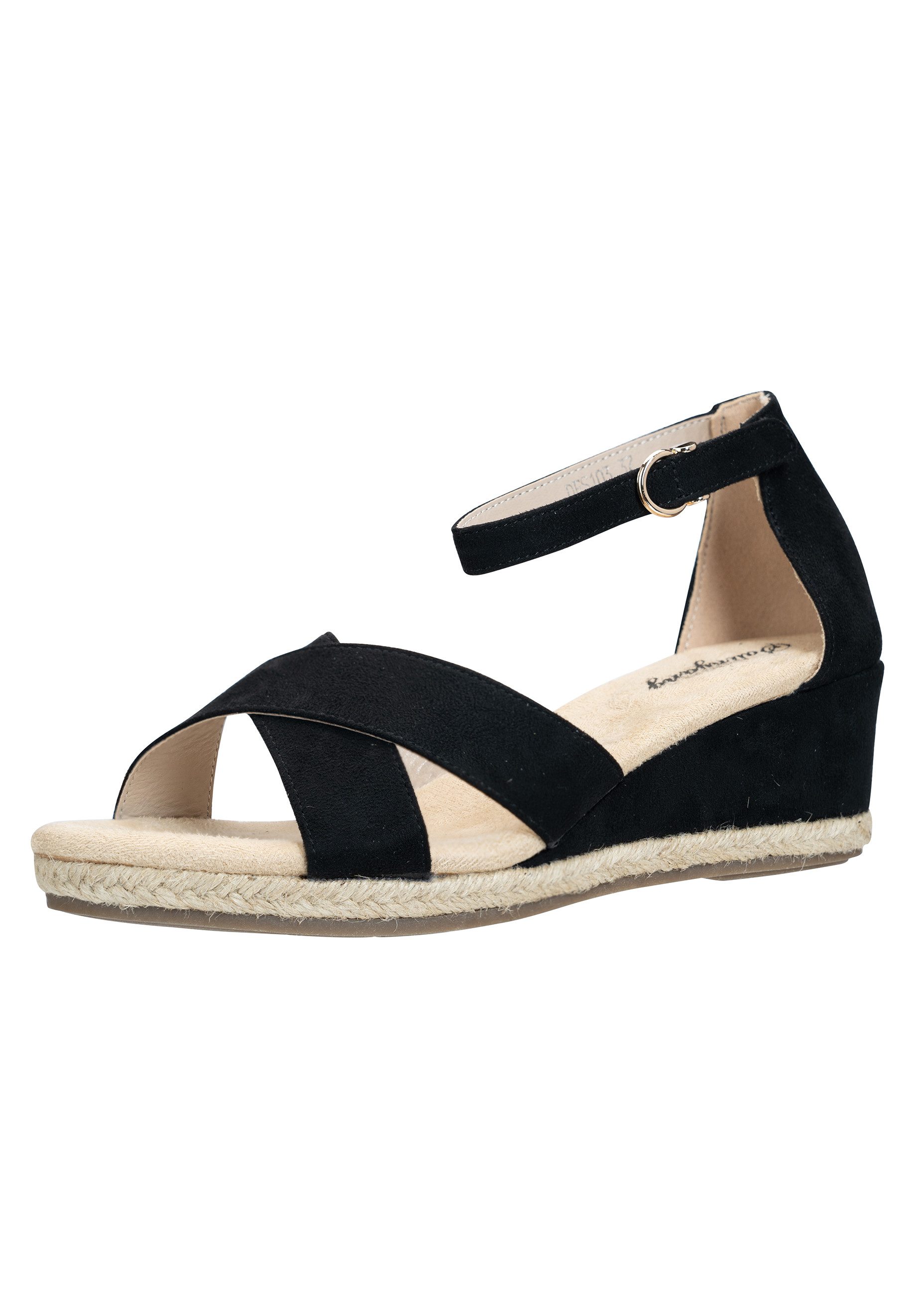 Salinyang Damen Keilsandaletten mit Riemchen und Espadrille Sohle Sandalette