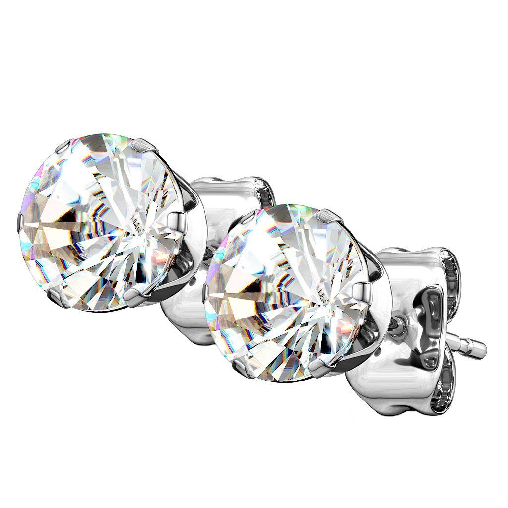 Taffstyle Paar Ohrstecker Runde Ohrstecker Edelstahl Ohrringe Kristall Silber Clear 3mm (Damen Herren zum Geburtstag Weihnachten Valentinstag Muttertag), Ohrstecker Ohrringe Stecker Schmuck Geschenke für Frauen Freundin