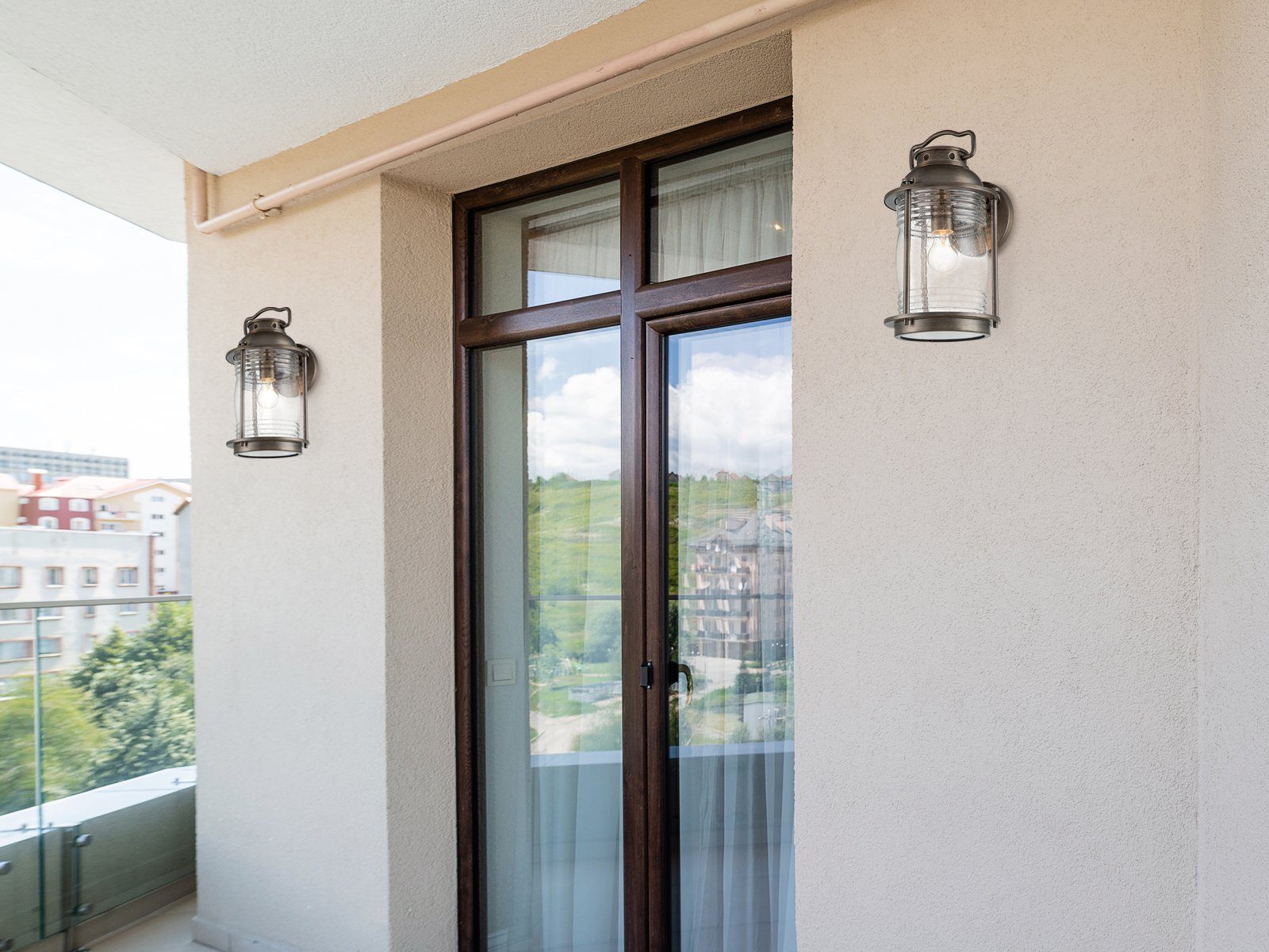 Außen-Wandleuchte, Fassadenlampe Hauswand, LED LED Höhe wechselbar, warmweiß, Carport 40cm meineWunschleuchte Beleuchtung Bronze groß Wandleuchte