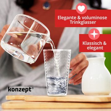 KONZEPT Gläser-Set Wasserglässer Transparent Trinkgläser Saftgläser Set 380 ml, Spülmaschinenfest