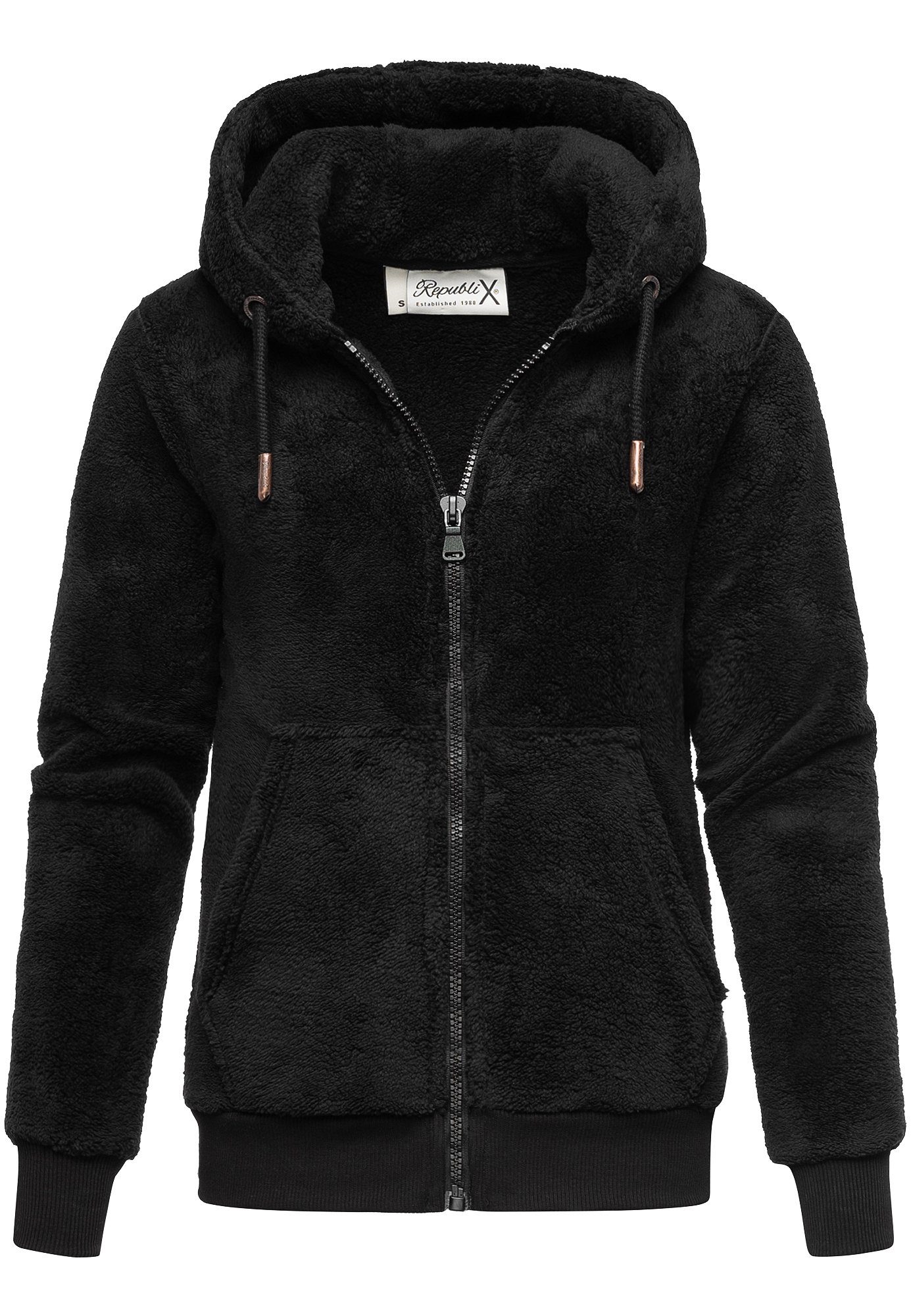 REPUBLIX Sweatjacke JANIE Damen Teddy Sweatjacke Plüsch Hoodie Pullover Zipper Jacke