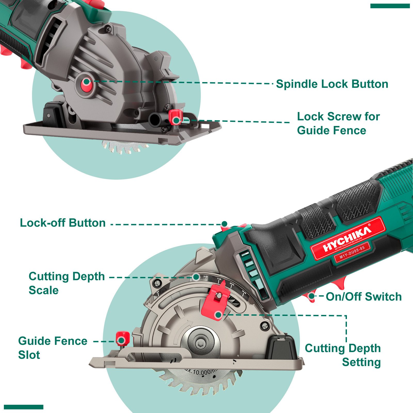 HYCHIKA BETTER TOOLS FOR BETTER LIFE Mini-Handkreissäge HYCHIKA Mini Circular Saw Hand-Held Circular Saw, 1-St.