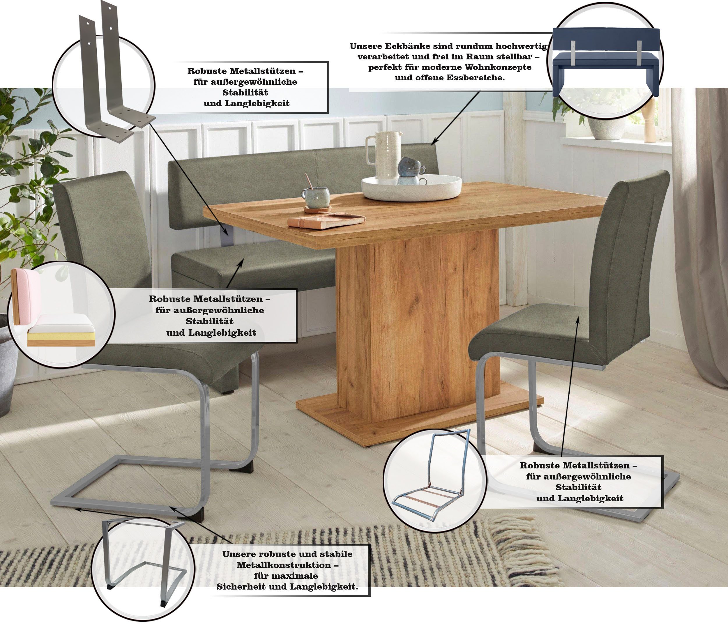 OTTO home Sitzbank Charissa, mit Lehne, Breite 140, 160 oder 180 cm