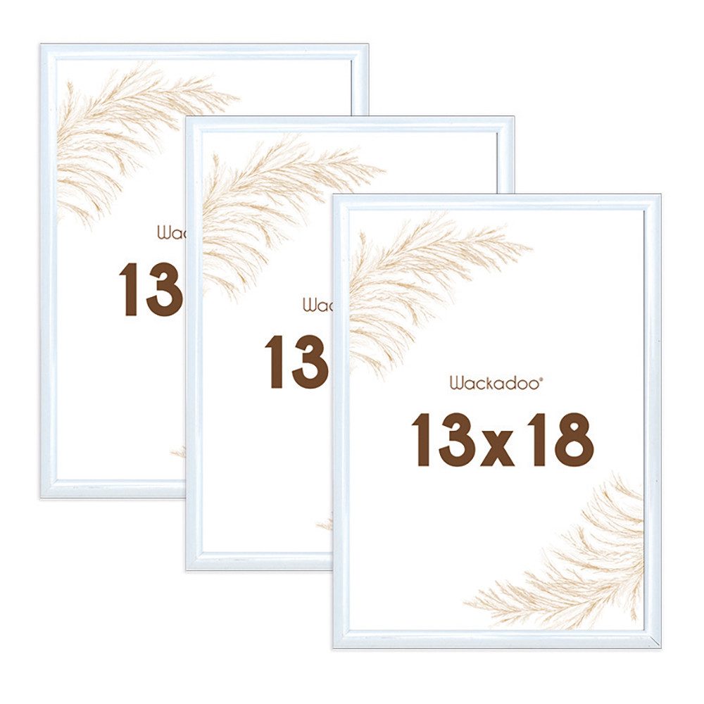 Wackadoo Living Bilderrahmen-Set Bilderrahmen mit Glasscheibe für Einzelbilder diverse Formate & Farben, (in Weiß, Schwarz, Silber oder Gold, moderner Kunststoffrahmen, 3 St), Fotowand, Puzzlerahmen, Dekoration, Poster, Collage für Fotos & Bilder
