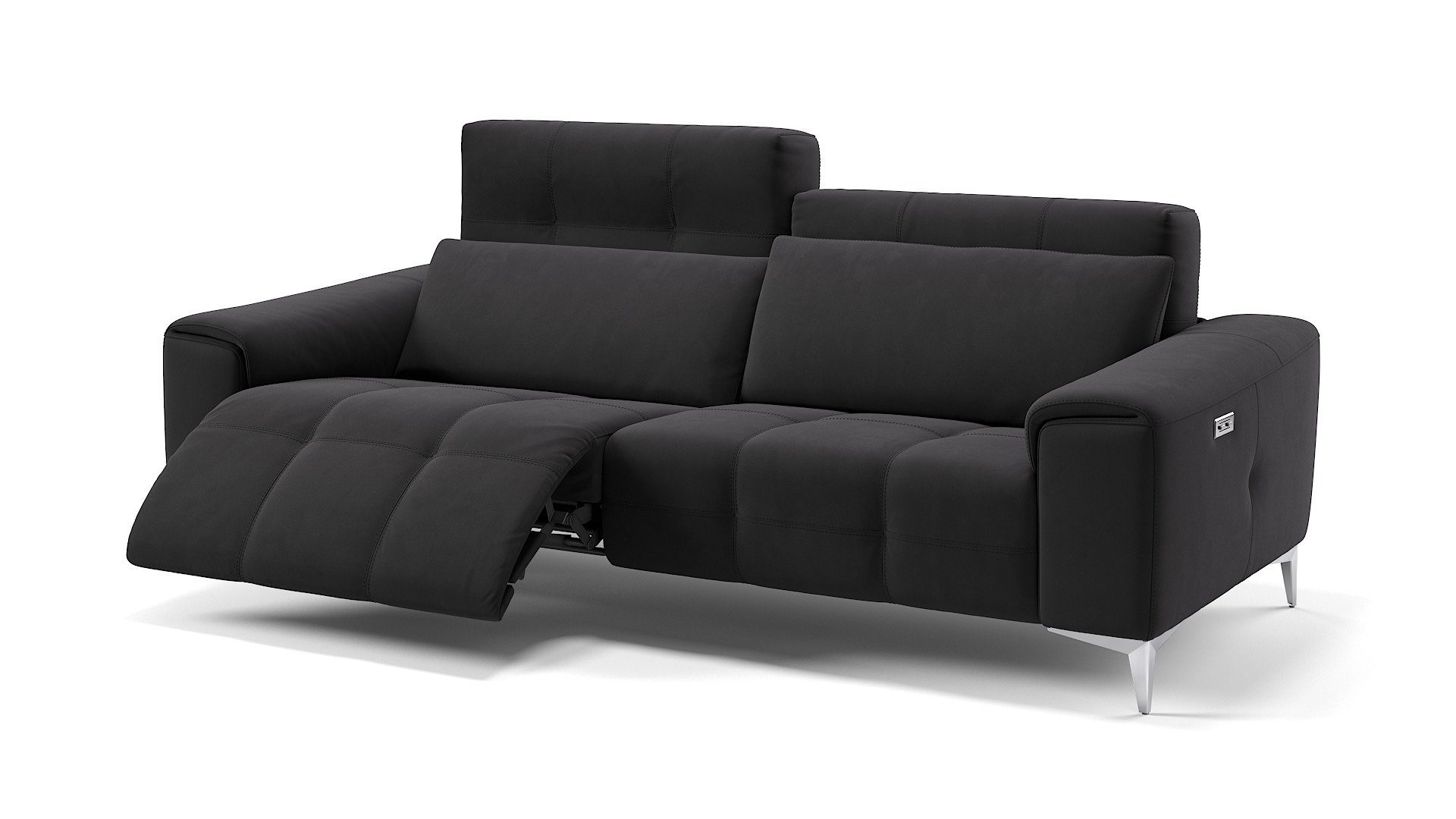 Sofanella Sofa Sofanella - Stoff 3-Sitzer Sofa SALENTO in Schwarz M: 218 x 100 cm
