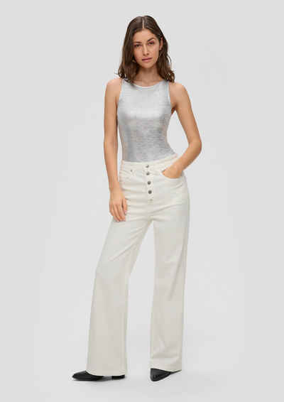 QS Stoffhose Jeans Catie / Slim Fit / High Rise / Wide Leg / Knopfleiste