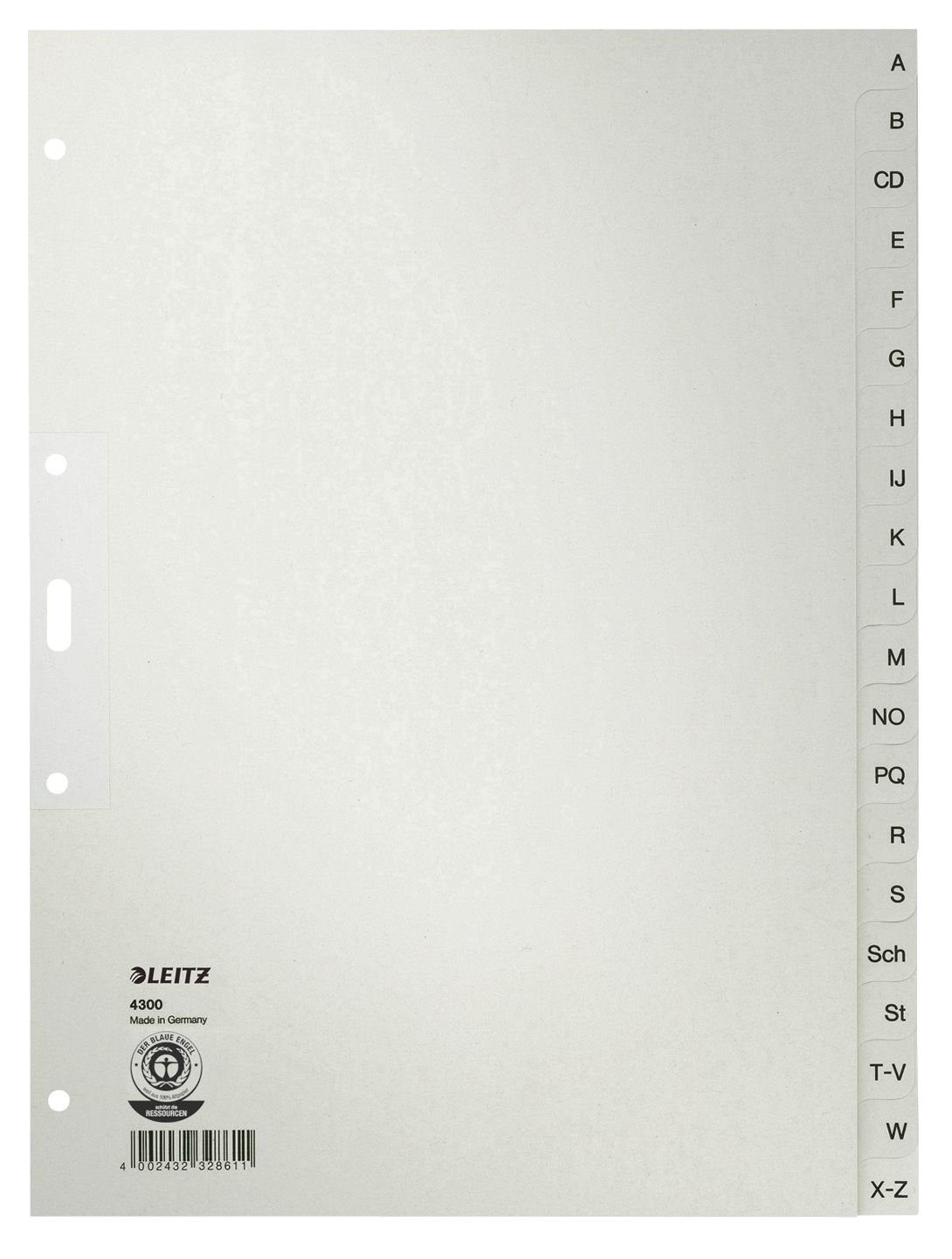 LEITZ Druckerpapier LEITZ Tauenpapier-Register, 20-teilig Überbreite, A-Z, A4