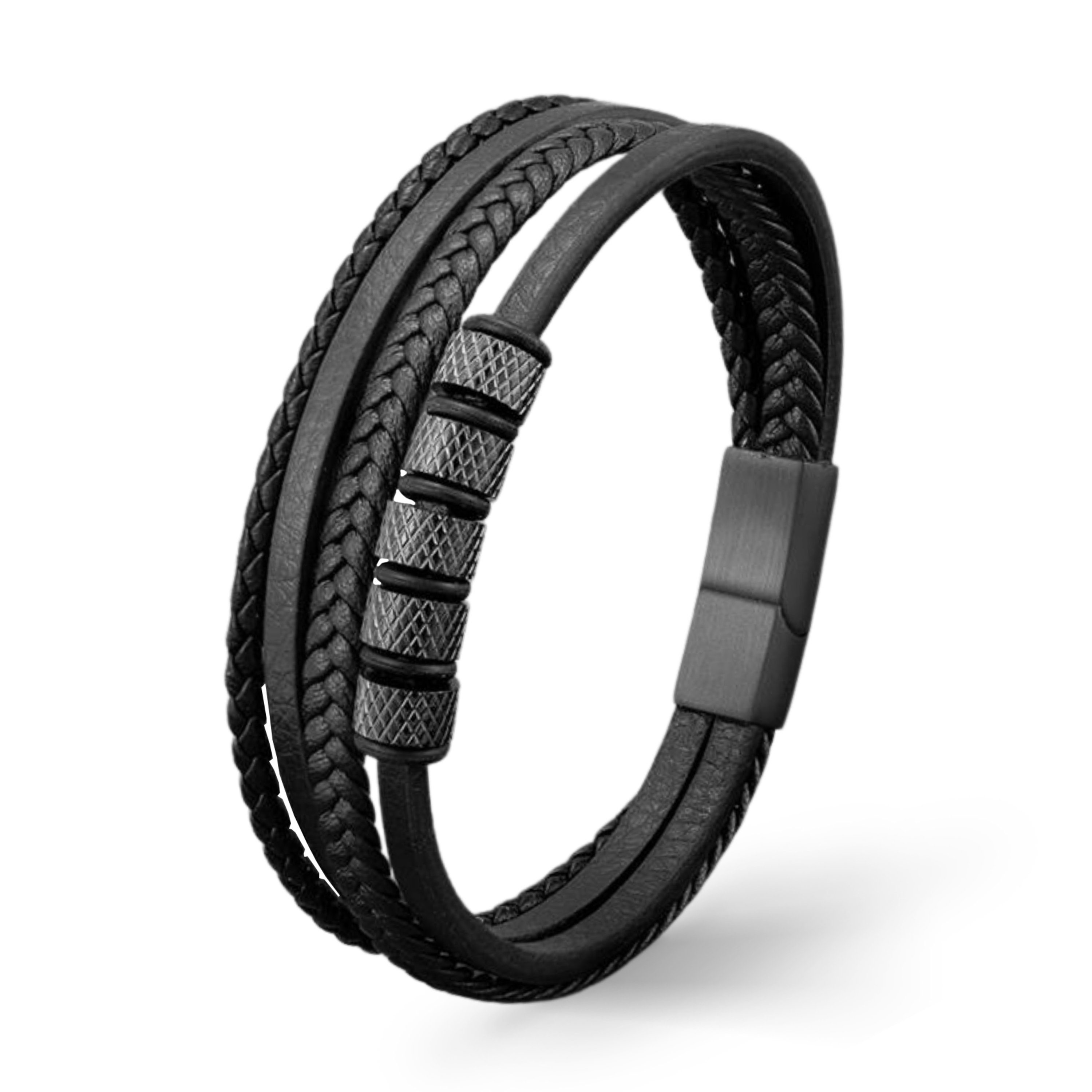 UNIQAL.de Lederarmband Lederarmband Herren "LUNA" geflochten, (Edelstahl, Echtleder, Casual Style, Handgefertigt in Deutschland) | Armbänder