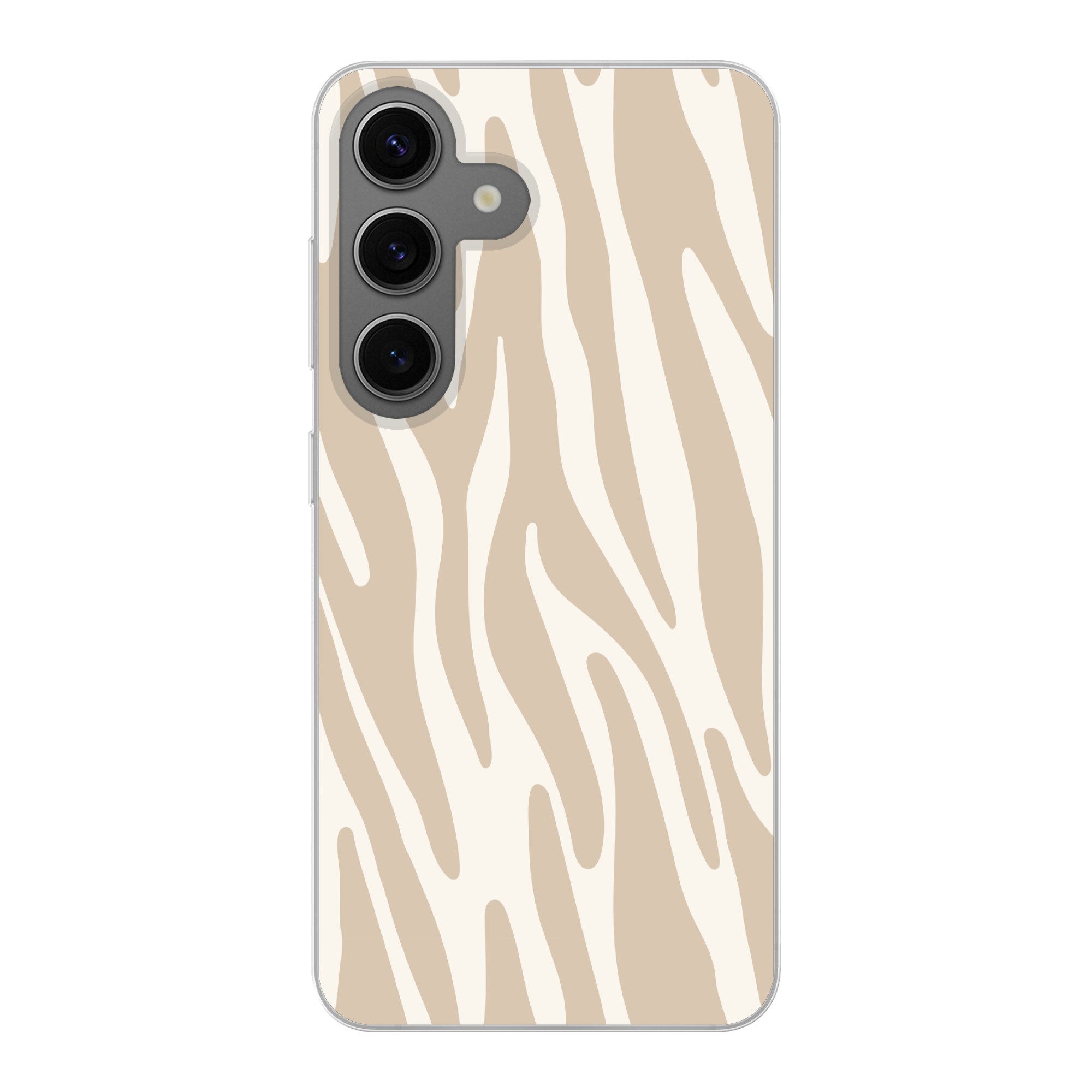 MuchoWow Handyhülle für Samsung Galaxy S24 Zebramuster - Beige - Weiß - Tiermuster, Phone Case, Silikon, Schutzhülle Dünn