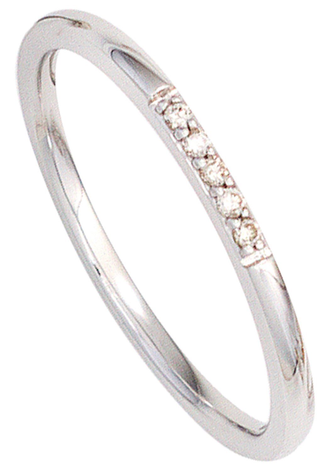 JOBO Diamantring, 585 Weißgold mit 5 Di...