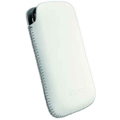 Krusell Handyhülle Donsö S Universal Tasche Pouch Schutz-Hülle Weiß, Sleeve aus Leder für Handy MP3-Player