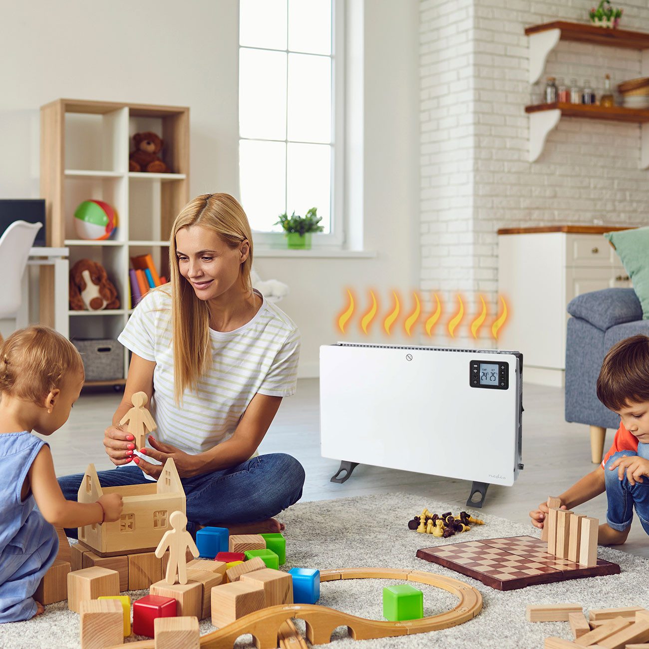 Nedis Konvektor SmartLife Wi-Fi Konvektor-Heizung 2000W, App & Sprachsteuerung, Turbogebläse, Fernbedienung, Temp. 5 - 37 °C