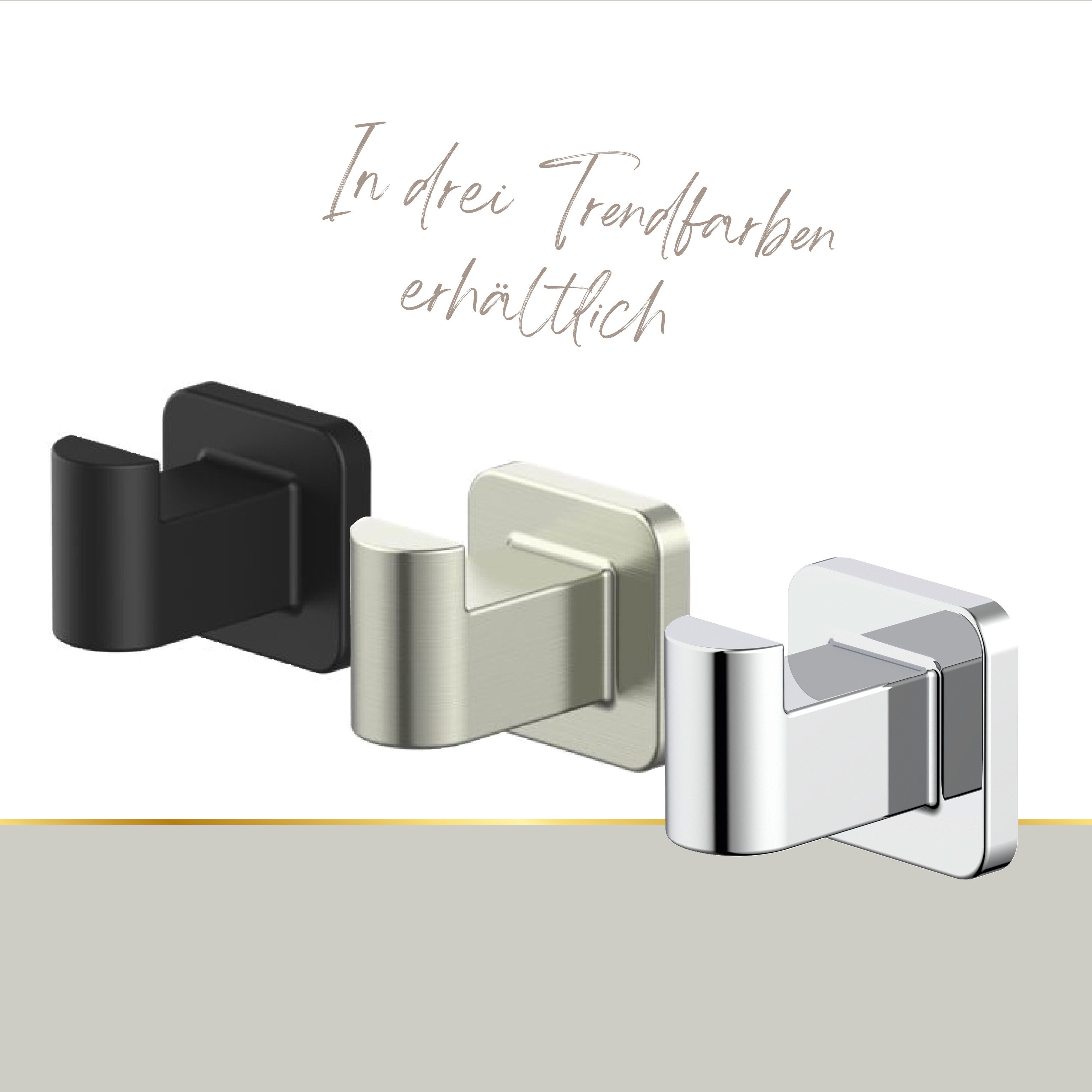 Lenz Handtuchhaken HYGGE, Badezimmer, (Packung, 2-St., 2 Stk), KOVA eckig