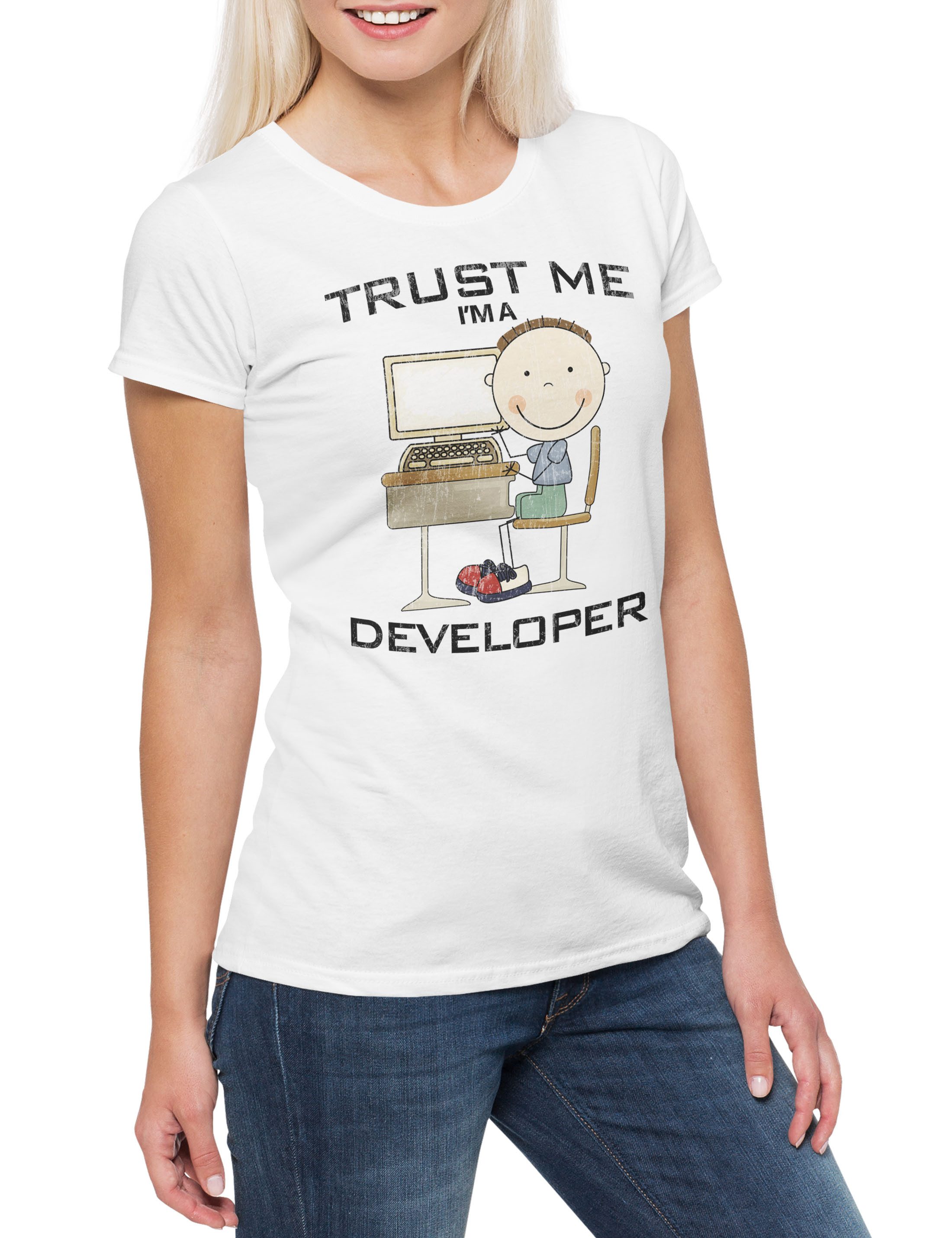 Print-Shirt Trust Me I'm A Developer Damen T-Shirt Software Entwickler