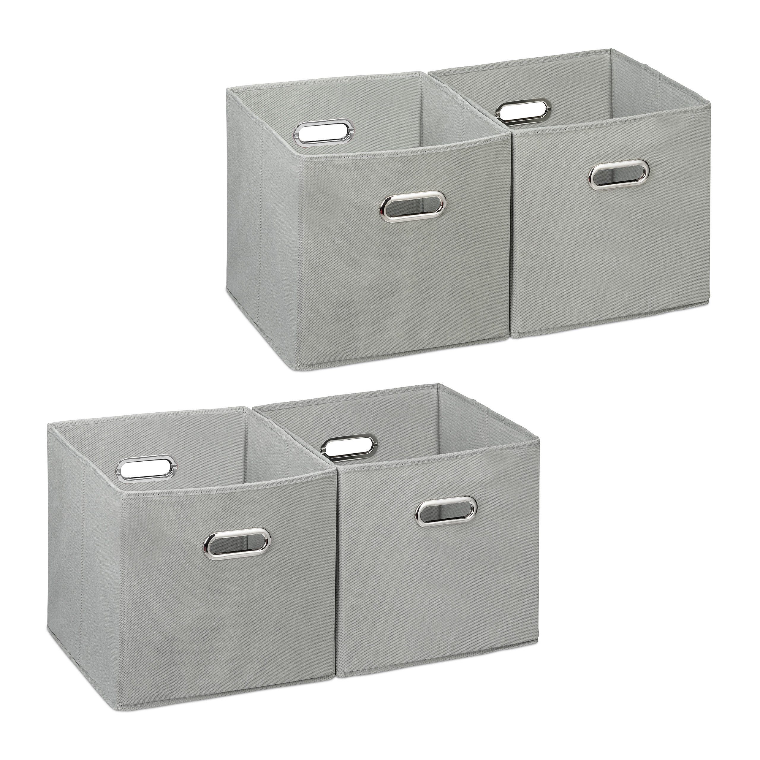 Aufbewahrungsbox 4 x Aufbewahrungsbox Stoff grau
