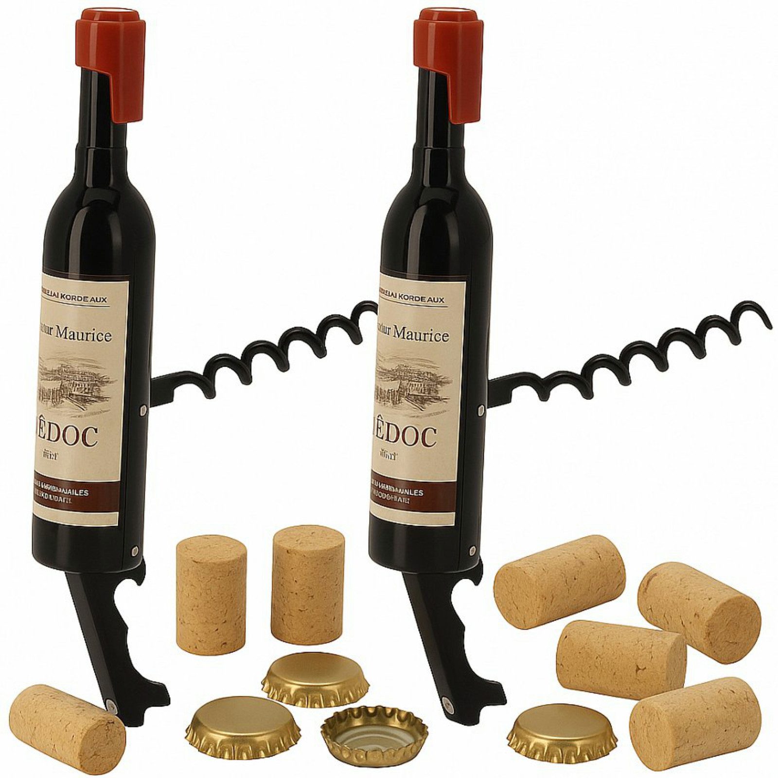 Koopman Консервные ножи Бутылкиöffner Korkenöffner Weinöffner 11,5cm 2er Set, (Set, 2 tlg., 2 STück), Бутылкиdesign, 2 Funktionen, Magnetisch, Stabil