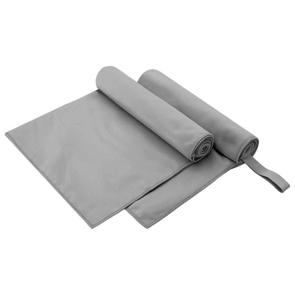 vidaXL Handtuch Sporthandtücher 2 stk. Dunkelgrau 100 x 50 cm, Polyester und Polyamid (2-St)