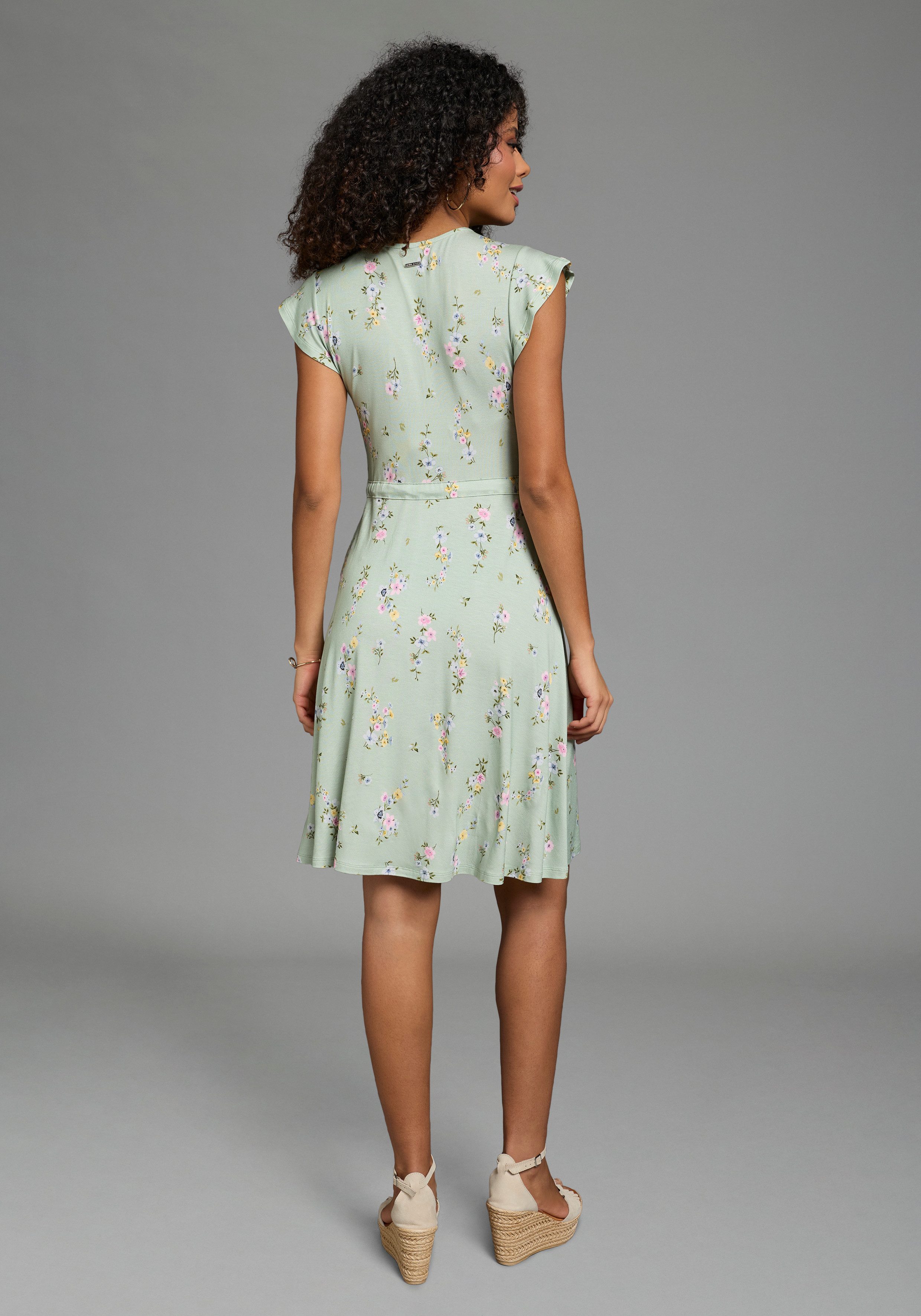 Laura Scott Sommerkleid mit femininen Blumen, aus Viskose und Elasthan, geblümte Optik