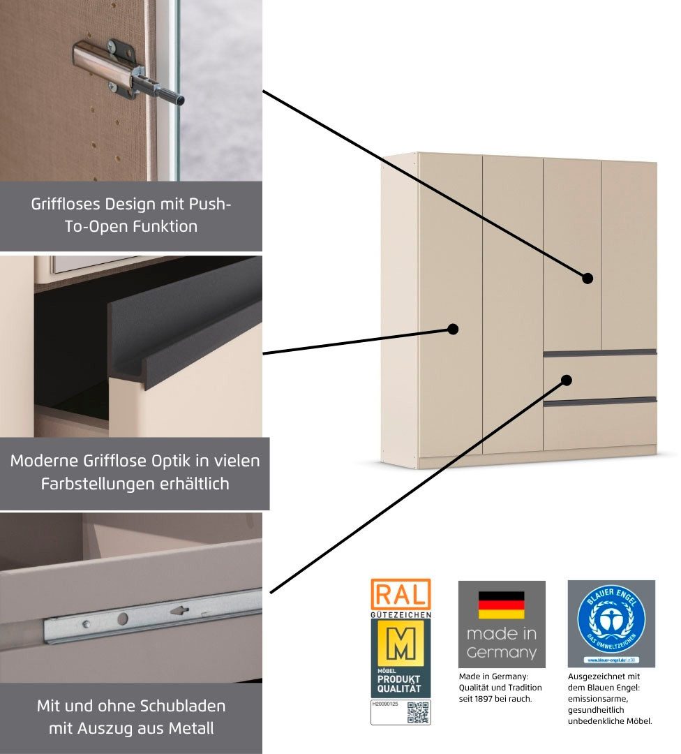 rauch Schrank-Set Kleiderschrank Schrank Garderobe Wäscheschrank COSTA Größe 208x298 cm, (Set, 3-St., in 3 Ausstattungen BASIC/CLASSIC/PREMIUM), viel Platz, gri – Bild 5 von 5