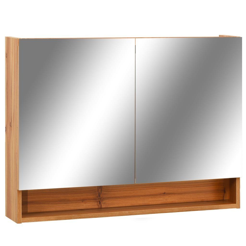 vidaXL Badezimmerspiegelschrank LED-Spiegelschrank fürs Bad Eiche 80x15x60 cm MDF