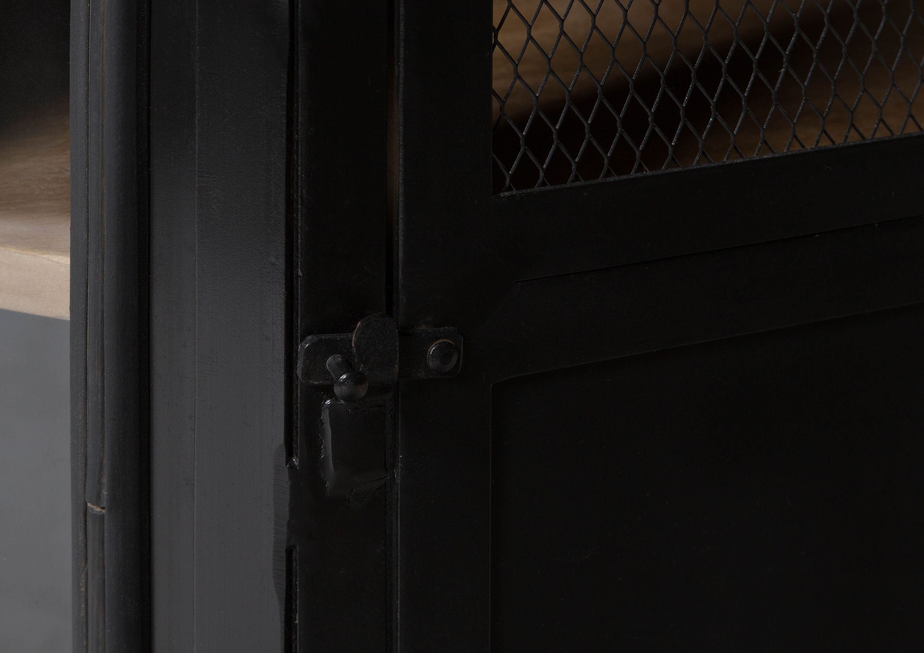 Massivmoebel24 Standvitrine RAILWAY (Vitrine Mango 76x60x120 braun lackiert RAILWAY #430) Vitrine Mango 76x60x120 braun lackiert RAILWAY #430