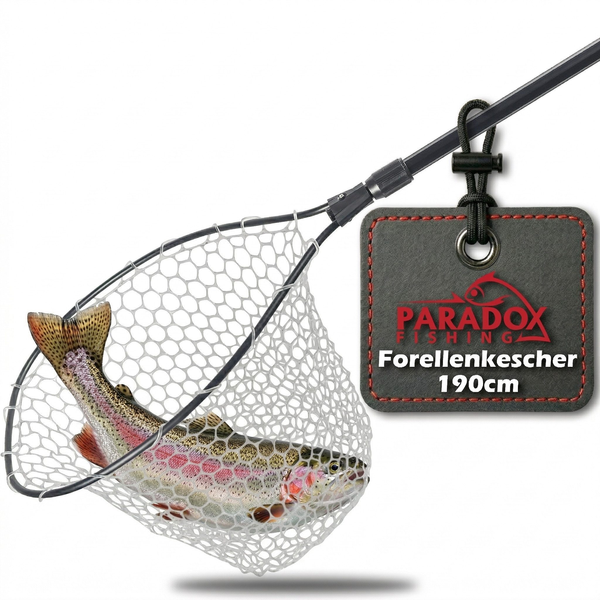 Paradox Fishing Angelkescher 1,9m Forellenkescher, Forellenkescher, teleskopisch, EVA-Griffe