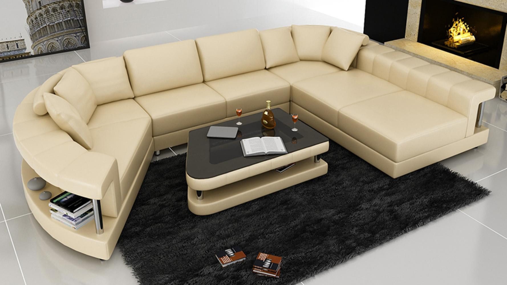 Xlmoebel Wohnlandschaft Modernes Ledersofa in Eckdesign mit großzügiger Sitzfläche, Hergestellt in Europa