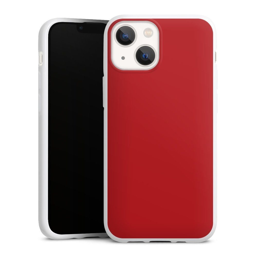 DeinDesign Handyhülle Rot einfarbig Farbe Karminrot, Apple iPhone 13 Mini Silikon Hülle Bumper Case Handy Schutzhülle