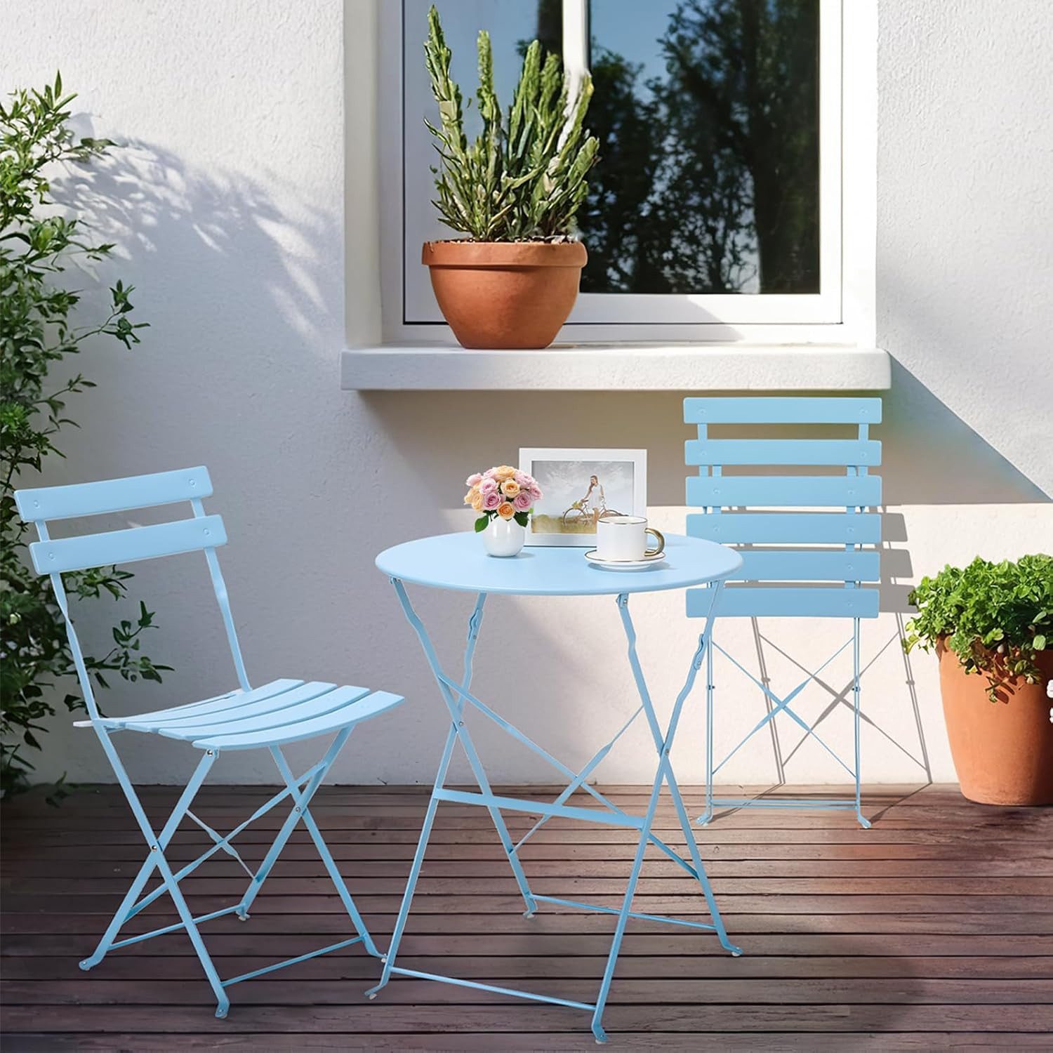 TLGREEN Balkonset Gartenmöbel Bistro Set Metall, (Balkonmöbel Klappbar, Wet günstig online kaufen