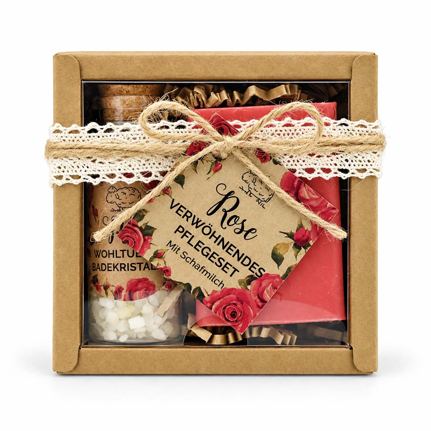 Gerlinde Hofer _ Florex GmbH Pflege-Geschenkset Florex Geschenkset Wohlfühlzeit Rose mit Blüten 2-teilig, 2-tlg.
