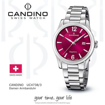 Candino Quarzuhr Candino Damenuhr Classic, (Analoguhr), Damen Armbanduhr rund, Edelstahlarmband silber