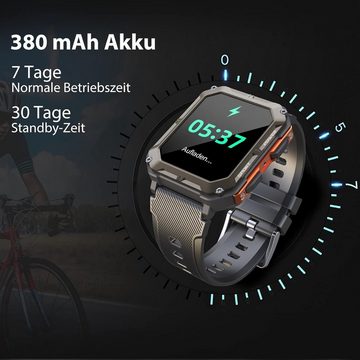 WalkerFit Smartwatch (1,8 Zoll, Android, iOS), Military Outdoor,Fitness Tracker Herzfrequenz/Schlafüberwachung,IP68